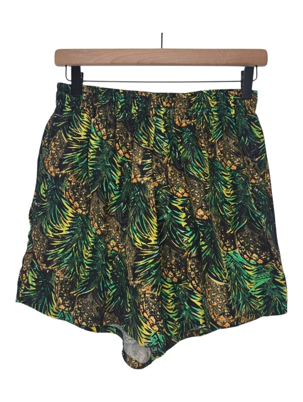 Speedo Mens Vintage 90s Hawaiian Pineapple Print Print Silk Swim Trunks Medium